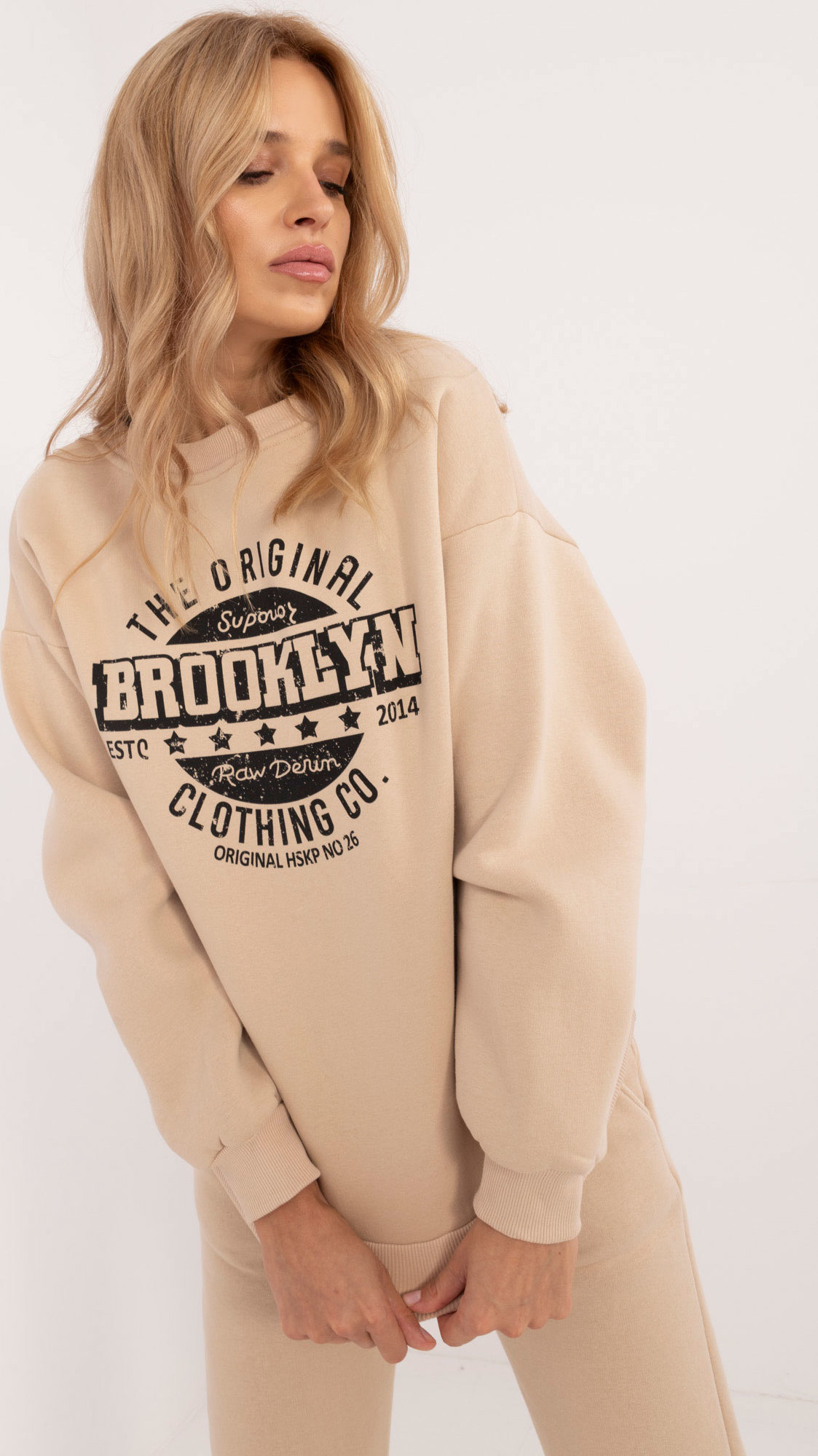 Béžová dámska mikina BROOKLYN EM-BL-617B.80-beige Veľkosť: ONE SIZE