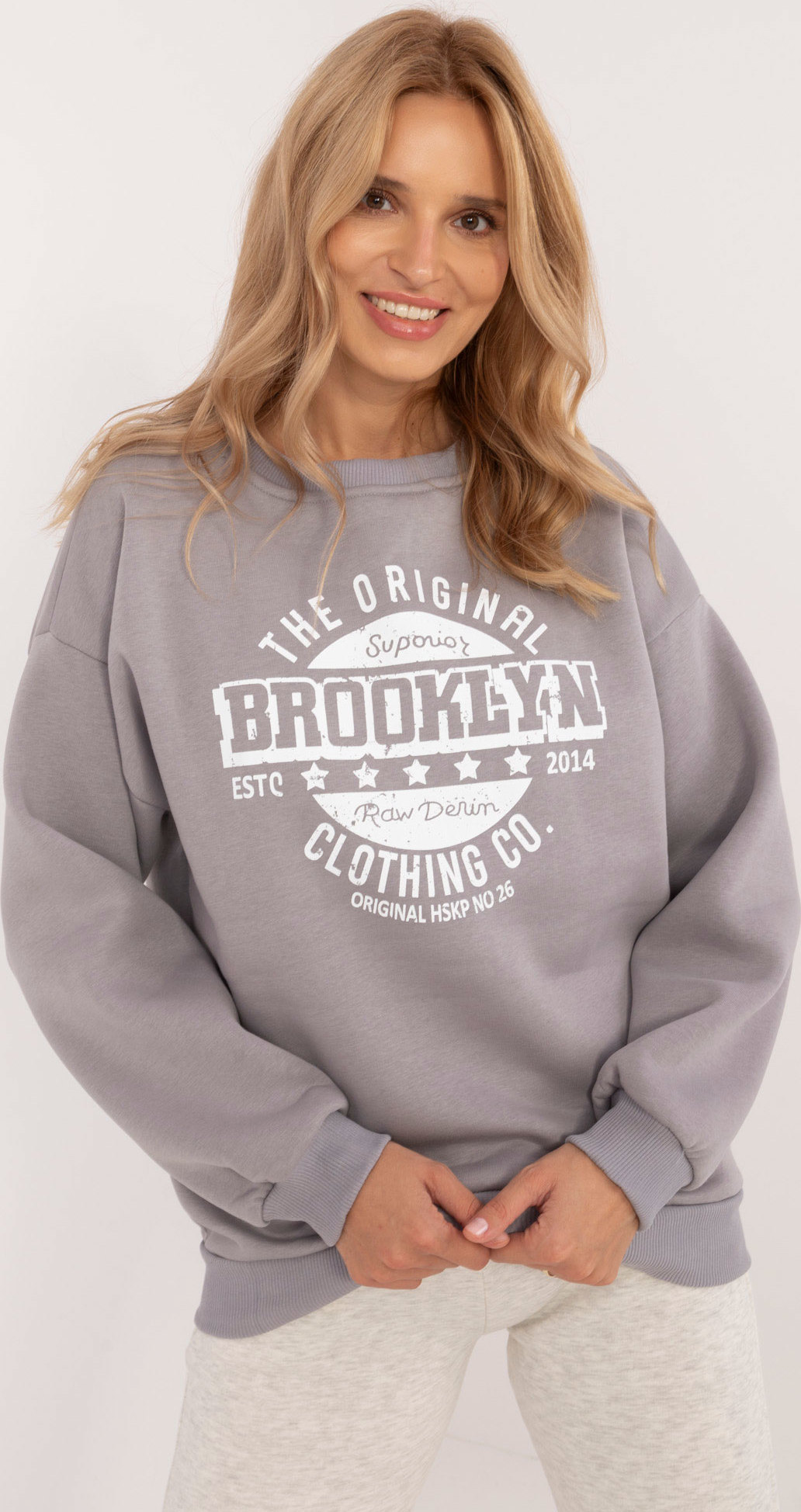 Sivá dámska mikina BROOKLYN EM-BL-617B.80-grey Veľkosť: ONE SIZE