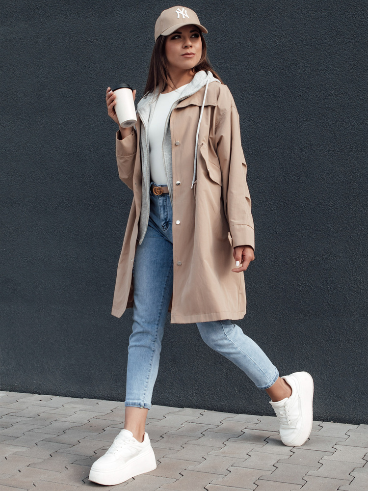 Béžová dámska prechodná parka MODERN LOOK TY4396 Veľkosť: ONE SIZE