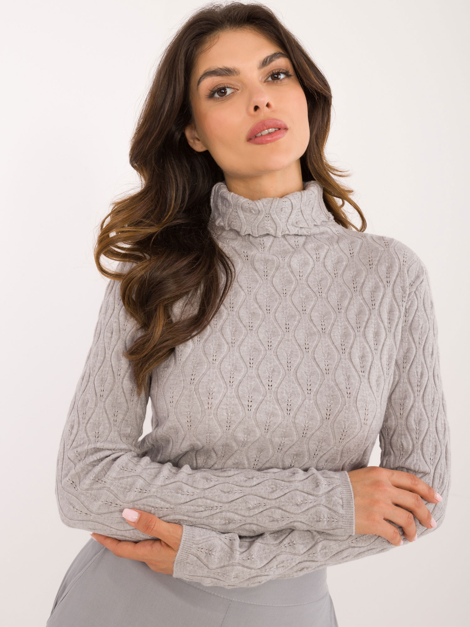 Svetlosivý dámsky rolák AT-SW-2334-2.61-grey Veľkosť: ONE SIZE