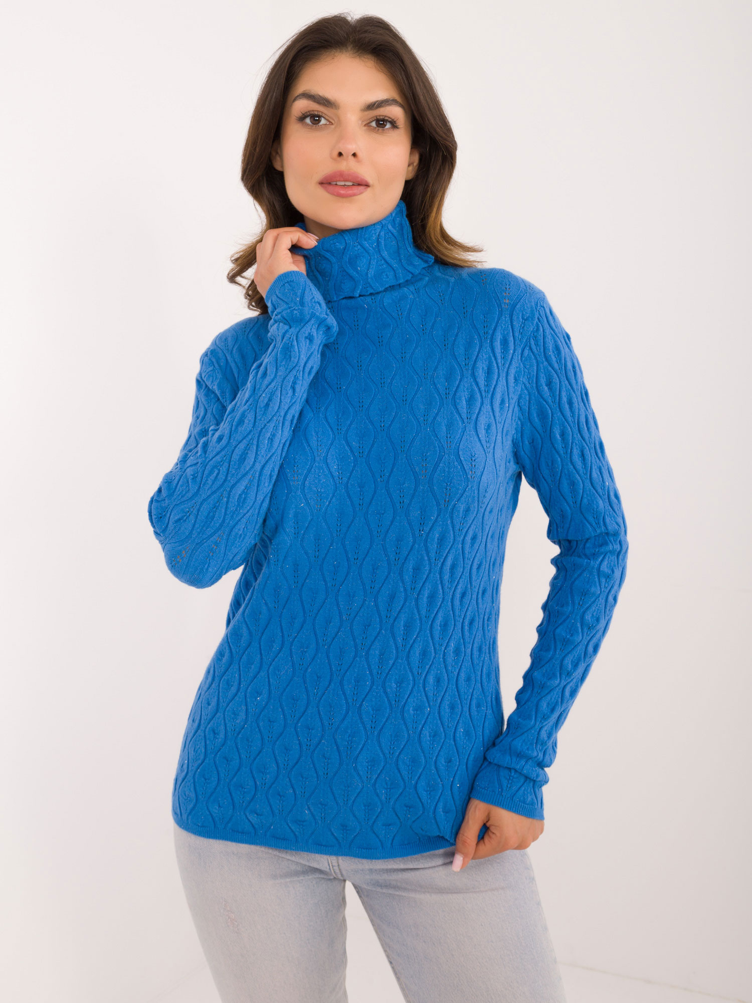Modrý dámsky rolák AT-SW-2334-2.61-blue Veľkosť: ONE SIZE