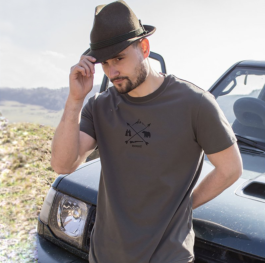 Khaki pánske bavlnené tričko s krátkym rukávom Veľkosť: M