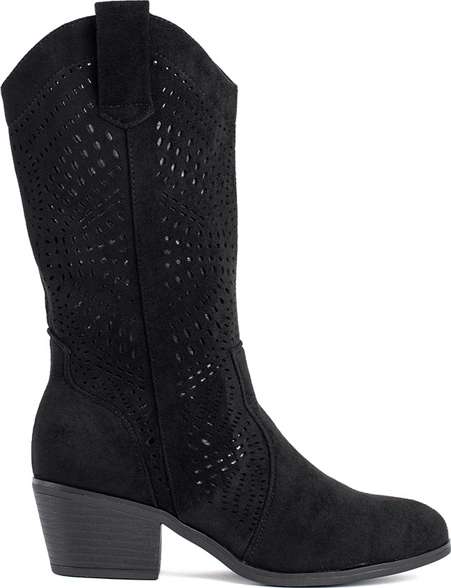 Čierne dierkované dámske kovbojky NS527P-B Veľkosť: 38