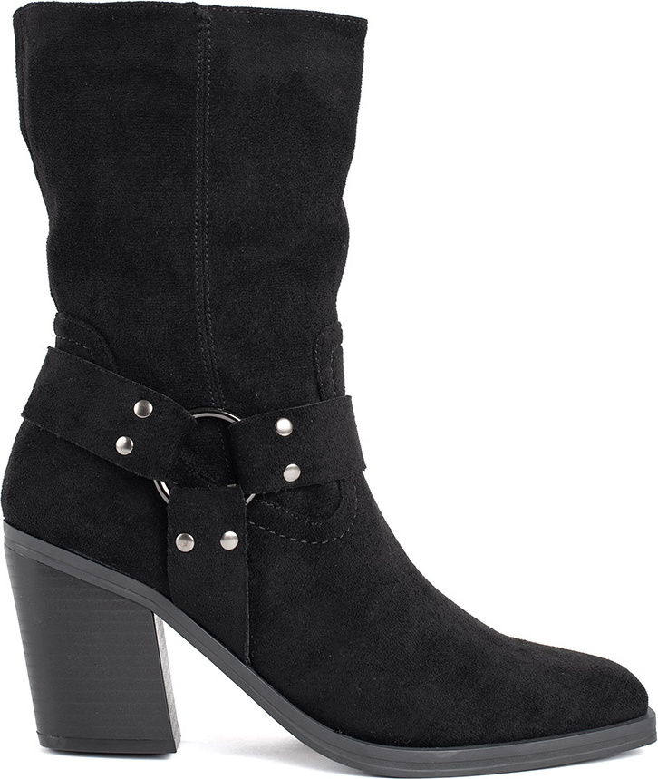 Semišové čierne nízke čižmy na stĺpiku RB157P-B Veľkosť: 36