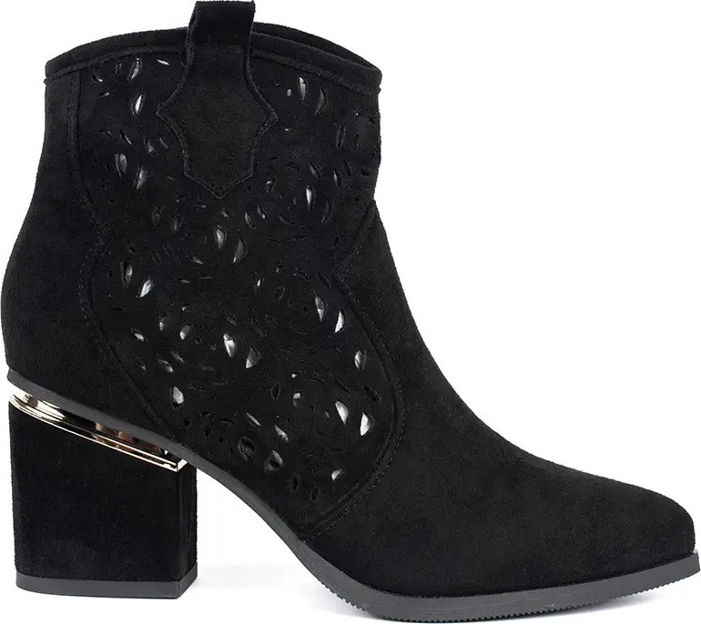 Čierne dierkované dámske kovbojské topánky NS528P-B Veľkosť: 40
