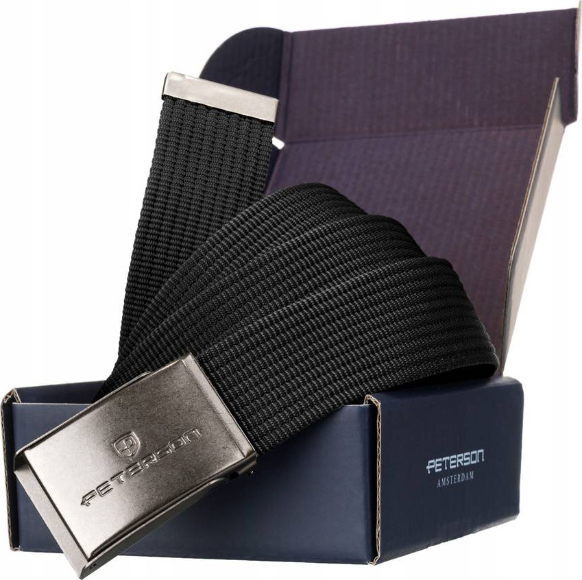 Peterson Čierny pánsky textilný opasok [DH] PTN OLD-BLACK-2 Veľkosť: 135