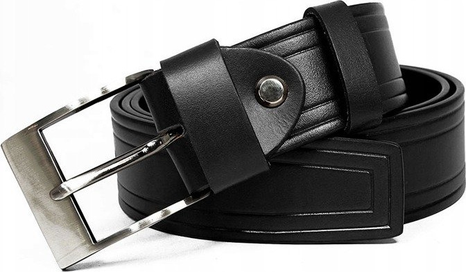 Čierny kožený opasok PRS-05-BGE 88-103 Veľkosť: 95