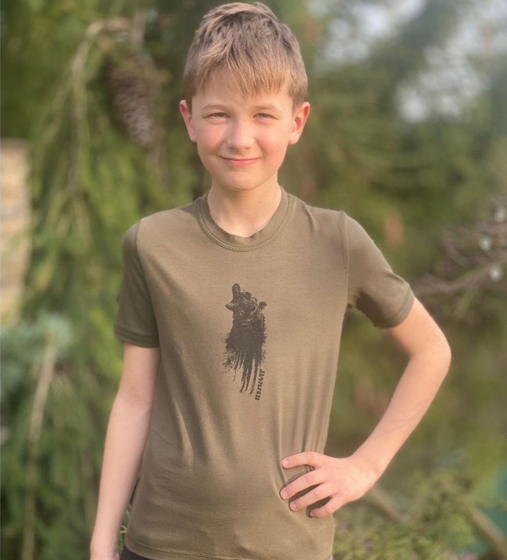 Detské khaki tričko s potlačou medveďa Veľkosť: 140