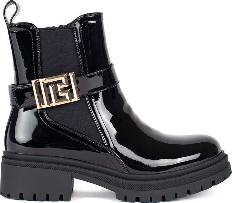 Lakované dámske čierne štibletky NS557P-B Veľkosť: 39