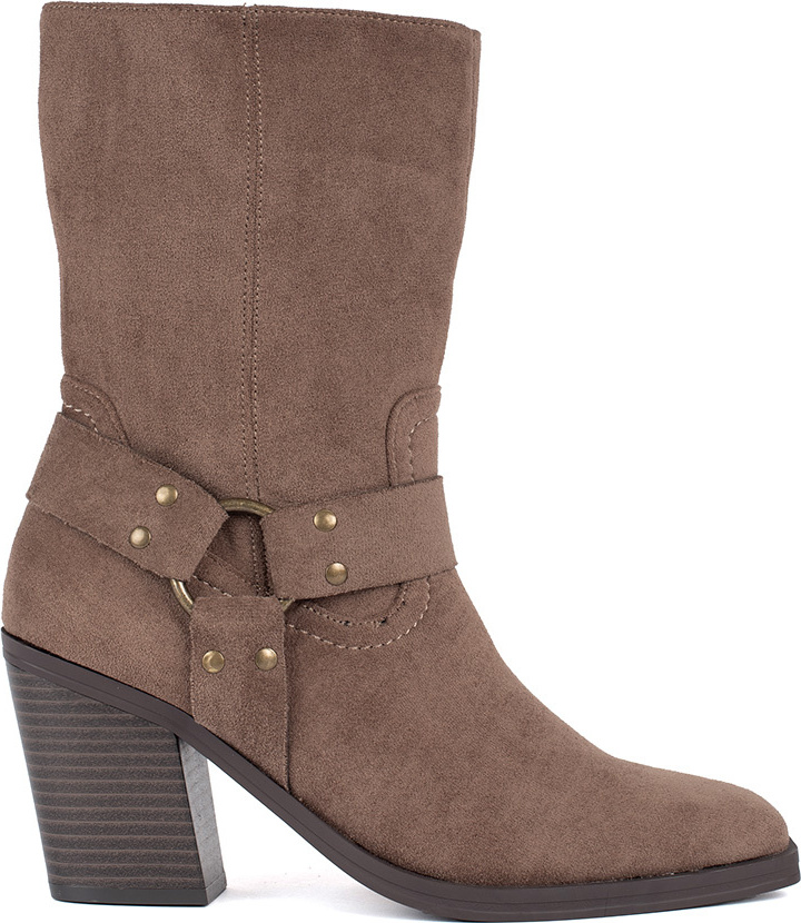 Semišové hnedé nízke čižmy na stĺpiku RB157P-B Veľkosť: 37