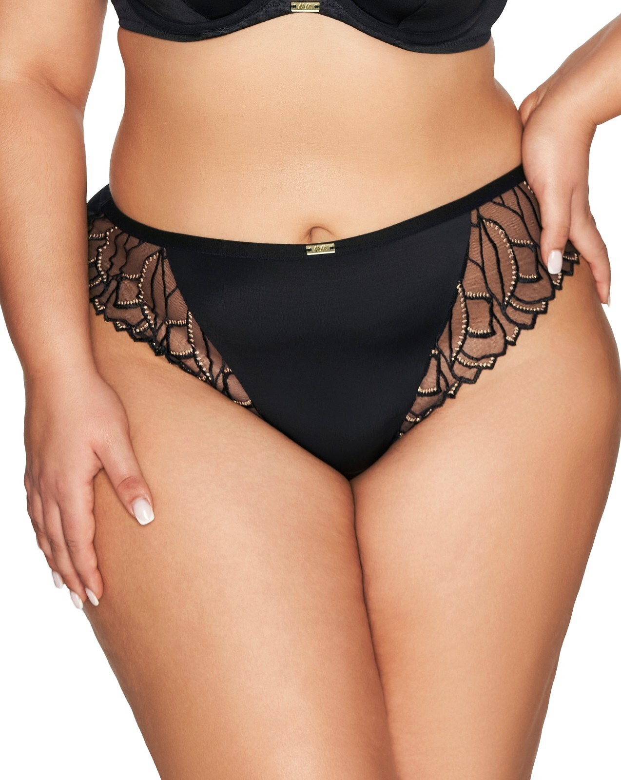 Čierne nohavičky Ava 2114 s čipkovými vsadkami S-3XL Veľkosť: S