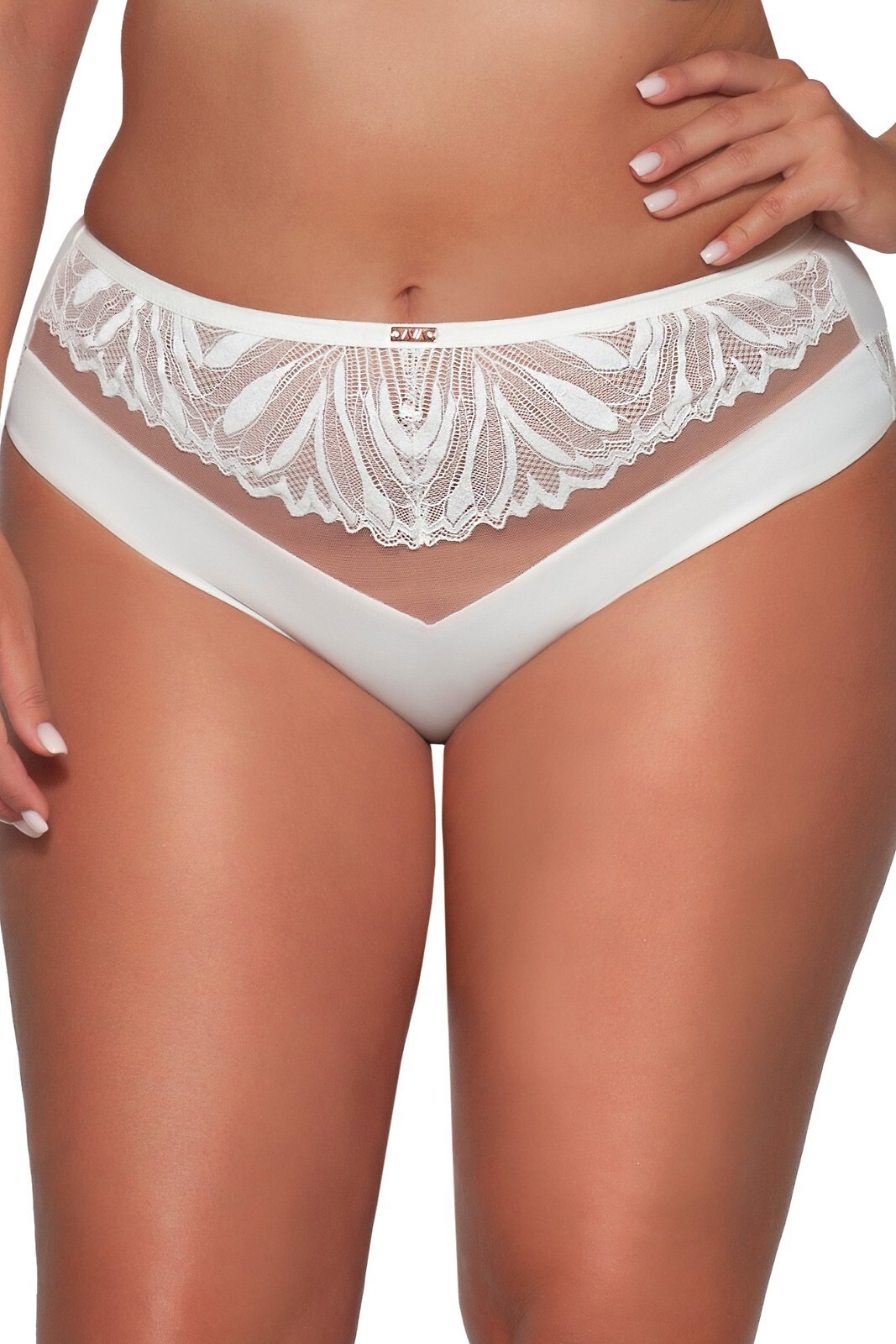 Nohavičky lemované čipkou Ava 2104 Veľkosť: XL, Barva: smotanová