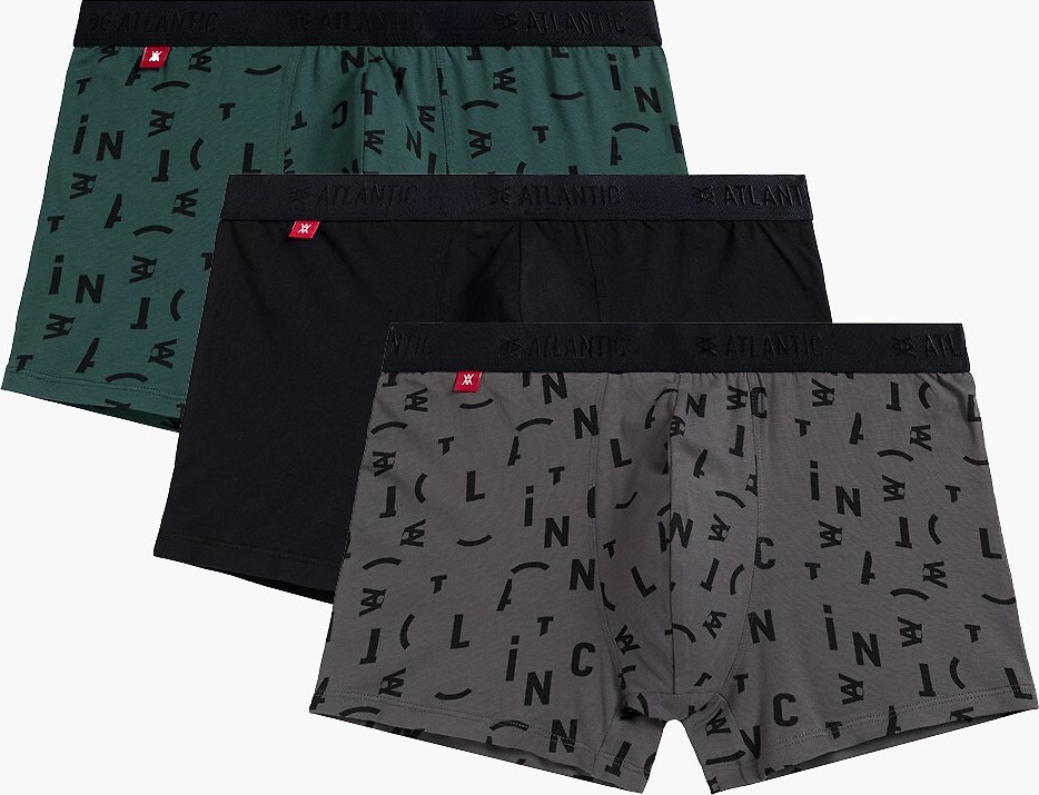 Boxerky Atlantic Chromatic - trojbalenie 3MH-182 A'3 S-2XL Veľkosť: XXL, Barva: Zelená