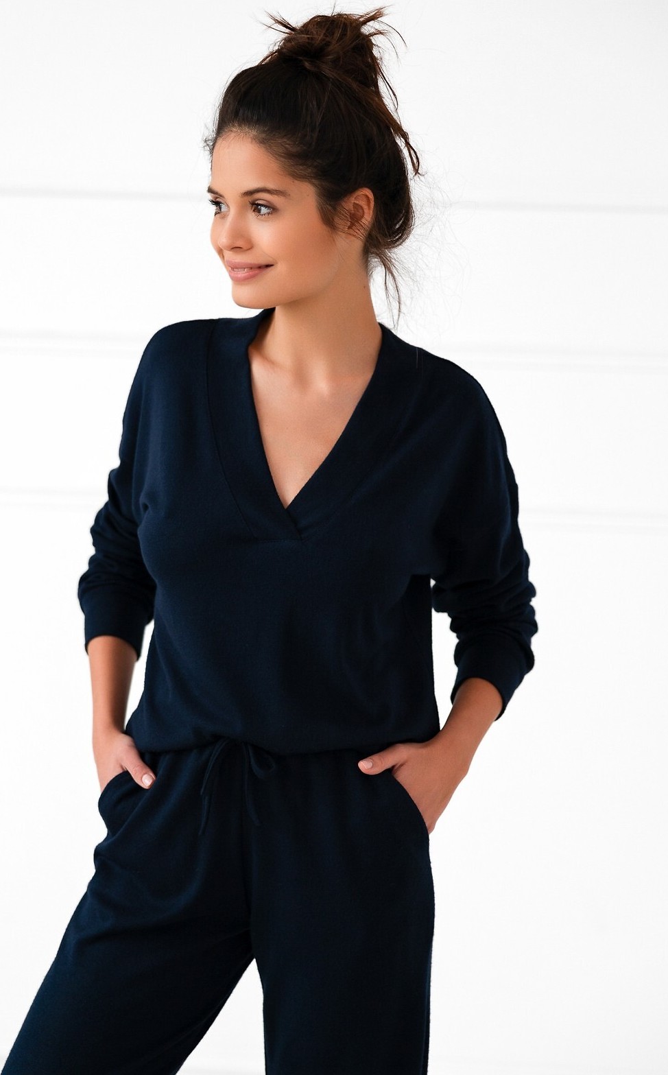 Tmavomodré viskózové pyžamo Sensis Navy Blue Veľkosť: S/M
