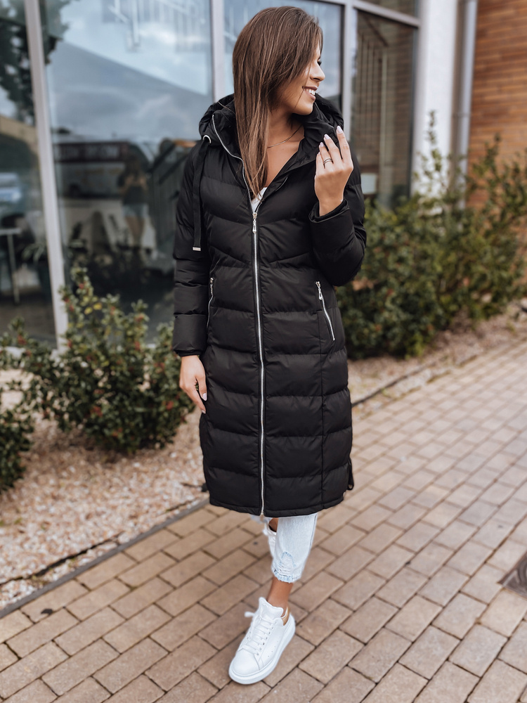 Čierna dlhá prešívaná bunda MENSI TY3093 Veľkosť: S