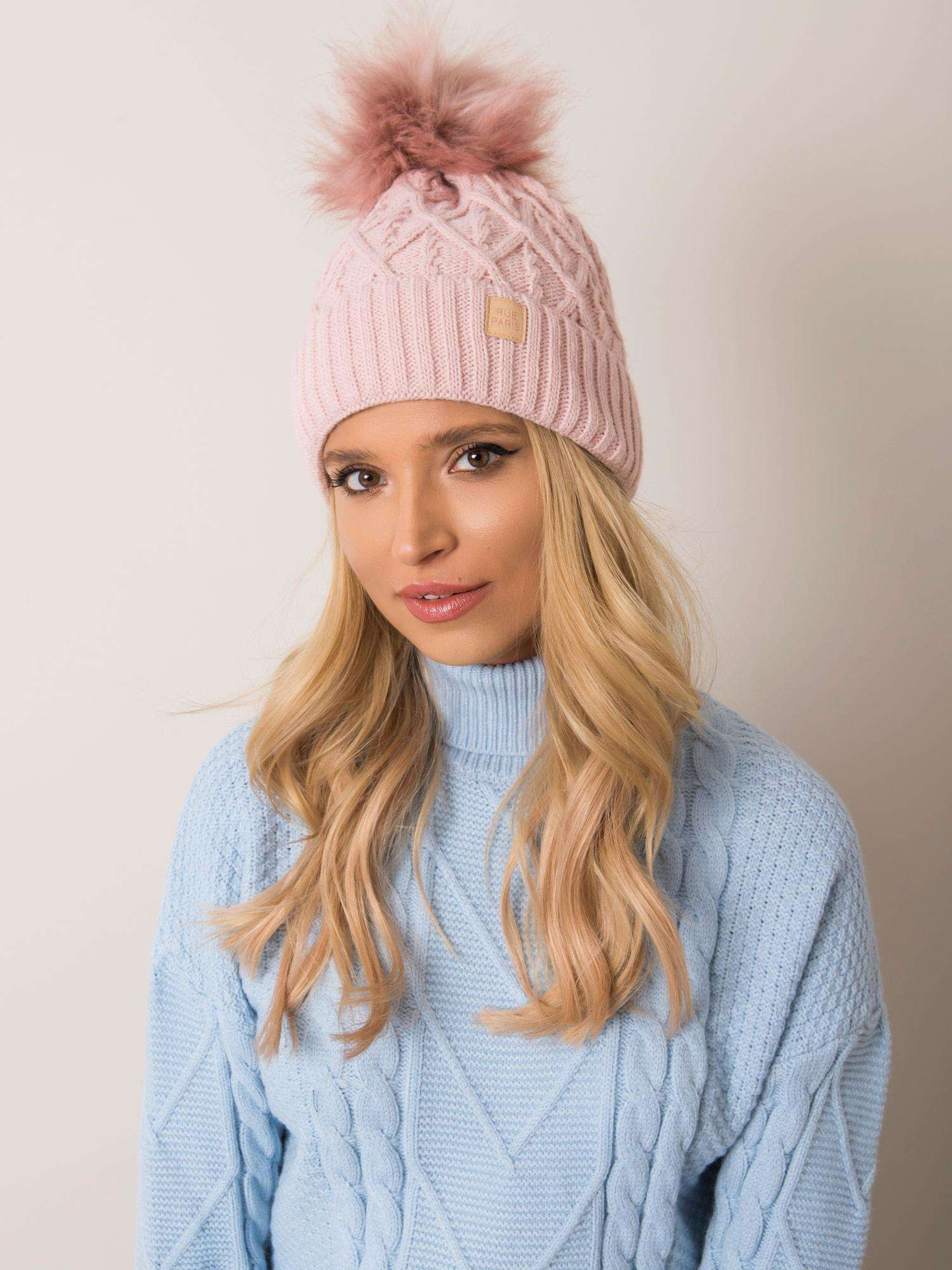 Ružová dámska čiapka s brmbolcom JK-CZ-9.74-pink Veľkosť: ONE SIZE