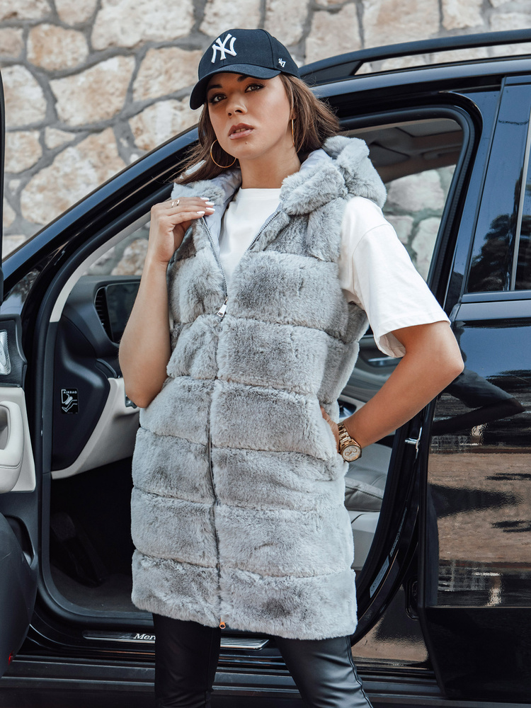 Sivá dámska kožúšková vesta ASHTON TY4545 Veľkosť: L