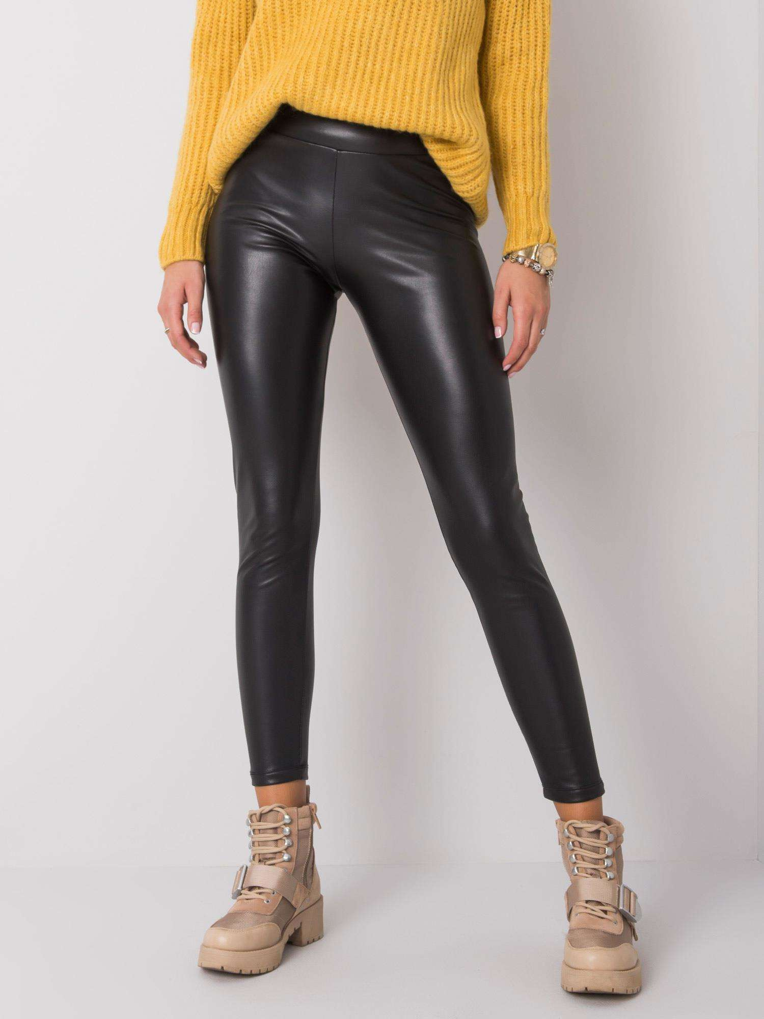 Dámske čierne lesklé legíny RV-LG-6007.11-black Veľkosť: L