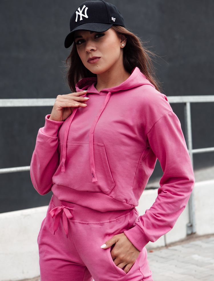 Ružová crop mikina s kapucňou TRENDHOOD BY1305 Veľkosť: S