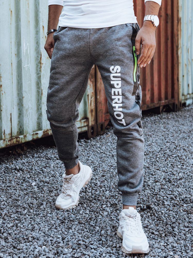 Pánske tmavosivé tepláky s potlačou UX4445 Veľkosť: M