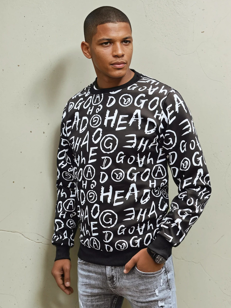 Pánska čierna mikina bez kapucne BX5742 Veľkosť: M