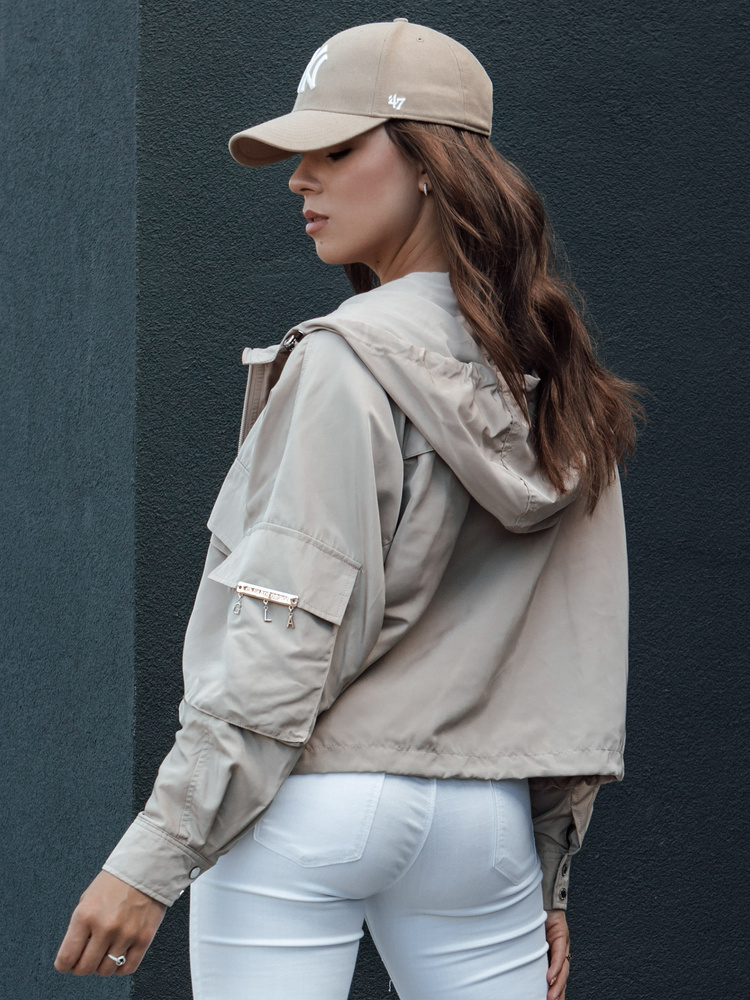 Dámska krémová prechodná bunda s kapucňou BUNOL TY4468 Veľkosť: S