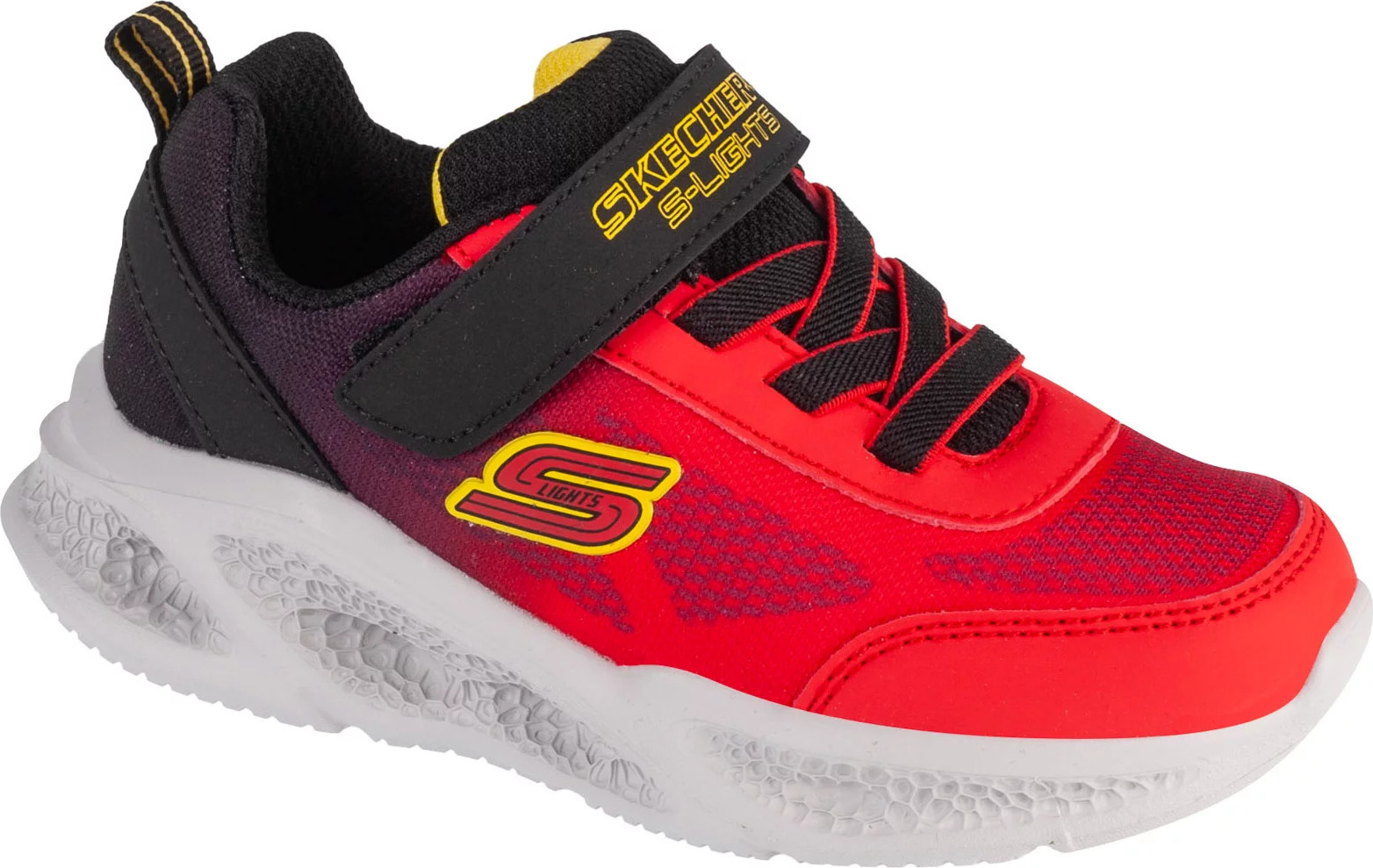 Červeno-čierne detské svietiace tenisky Skechers Meteor-Lights - Krendox 401495N-RDBK Veľkosť: 22