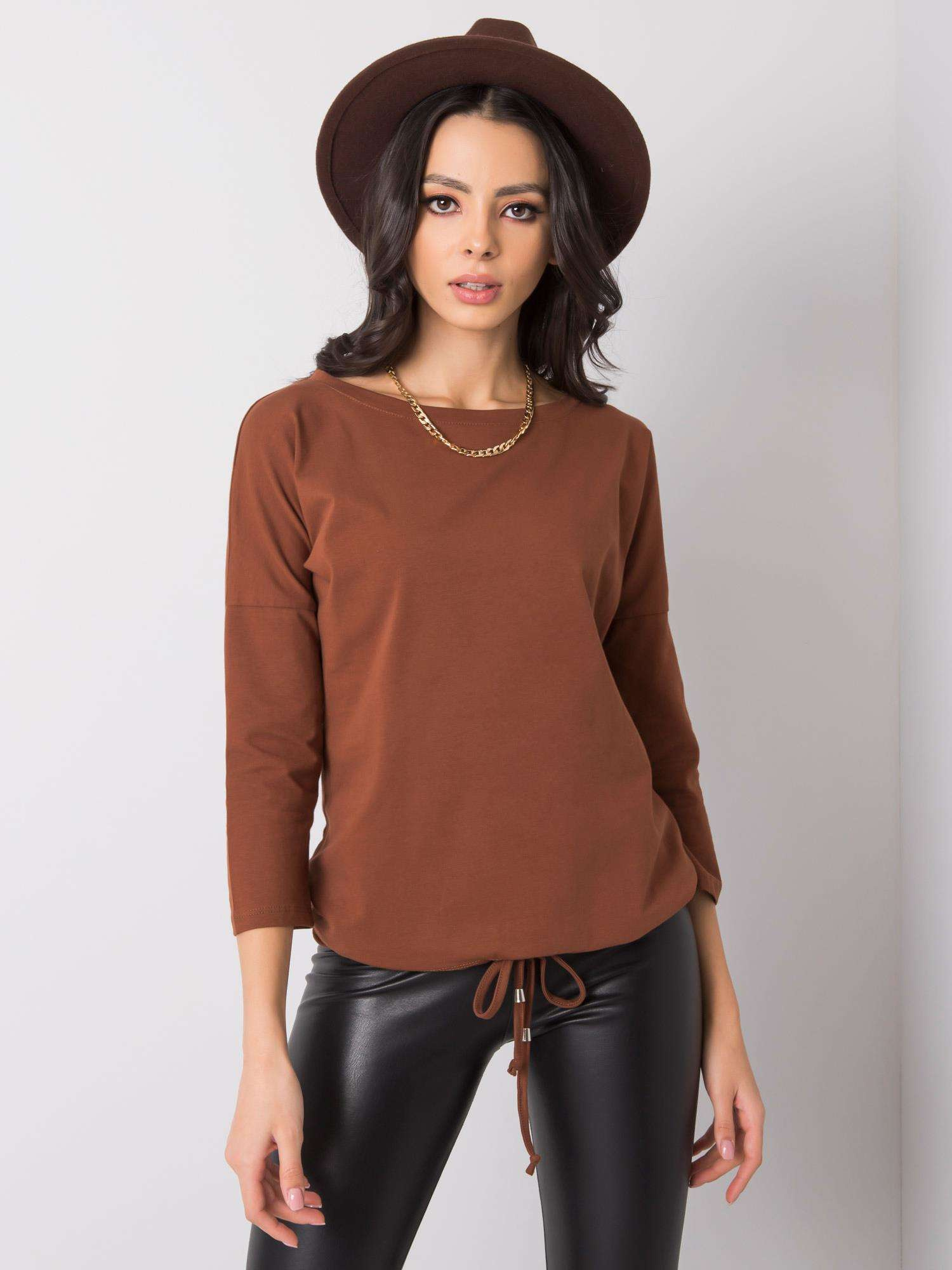 Tmavohnedé dámske tričko RV-BZ-4691.37P-brown Veľkosť: S