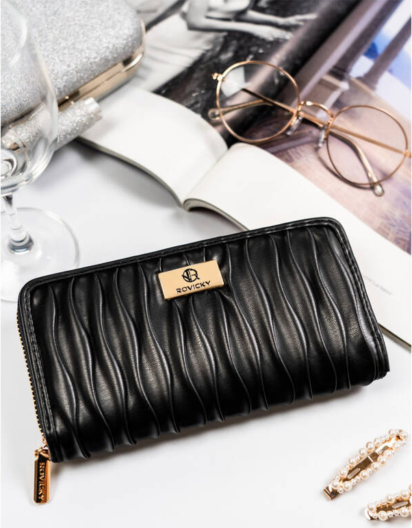 Čierna dámska peňaženka s krčeným efektom Rovicky V285 R-PFF-01 Veľkosť: ONE SIZE