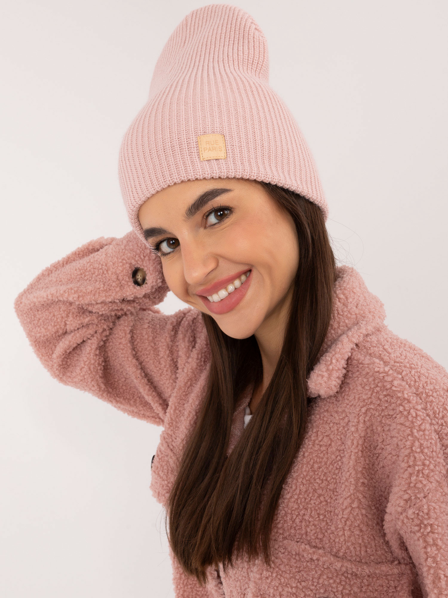 Svetloružová dámska pletená čiapka JK-SK-50.25-light pink Veľkosť: ONE SIZE