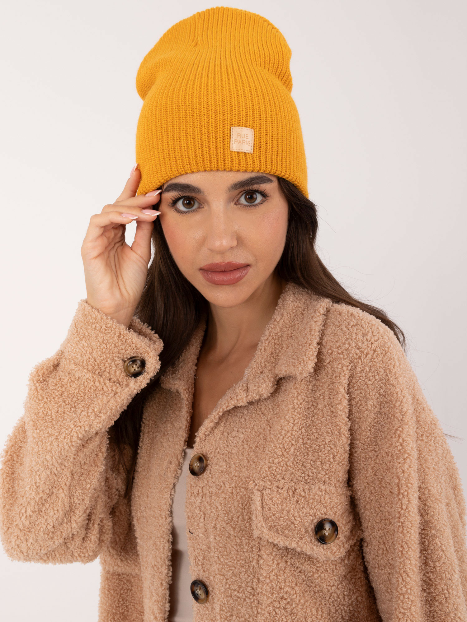 Horčicová dámska pletená čiapka JK-SK-50.25-dark yellow Veľkosť: ONE SIZE