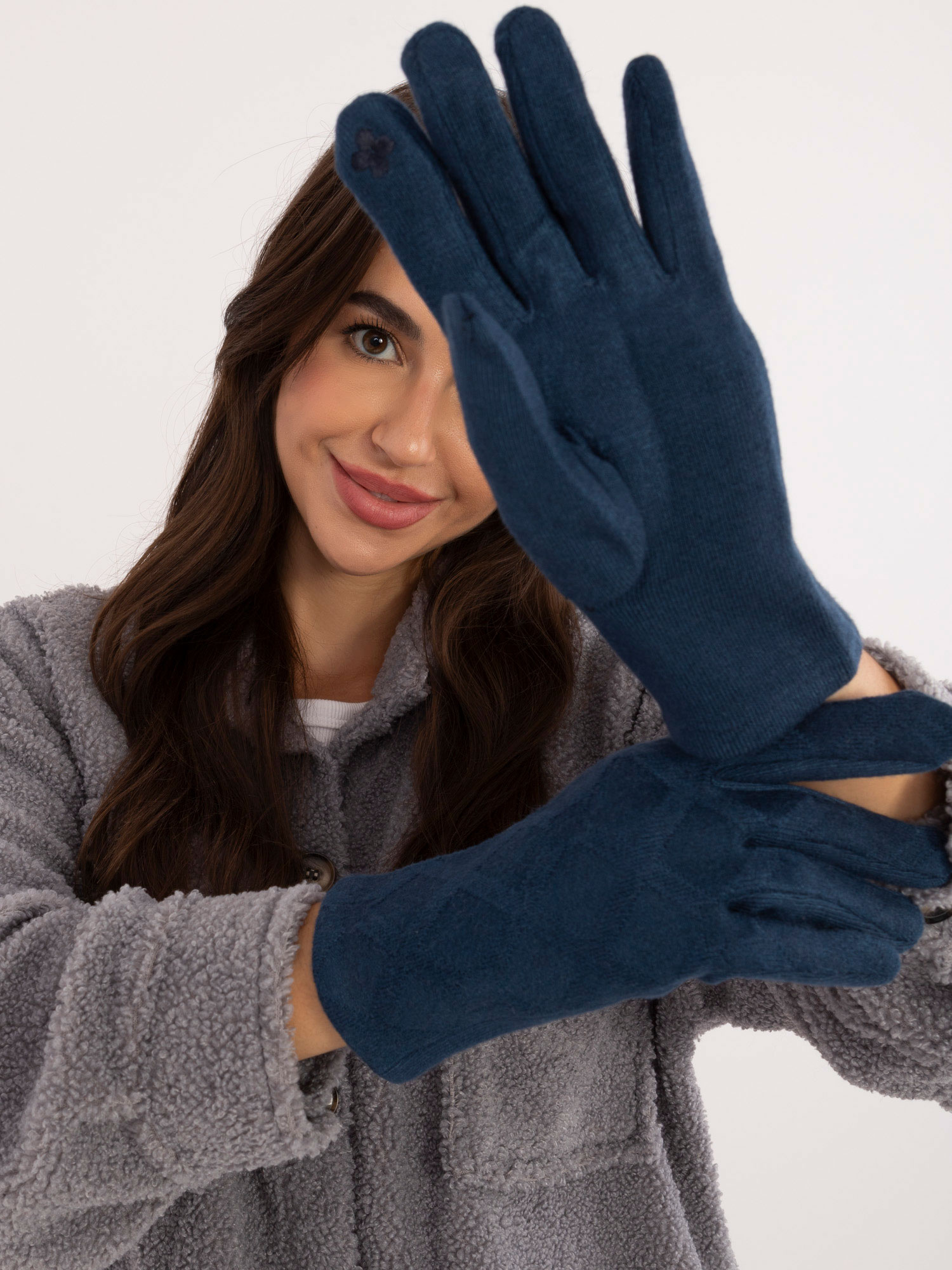 Tmavomodré zateplené rukavice Maredith -AT-RK-23901.22-blue Veľkosť: L/XL