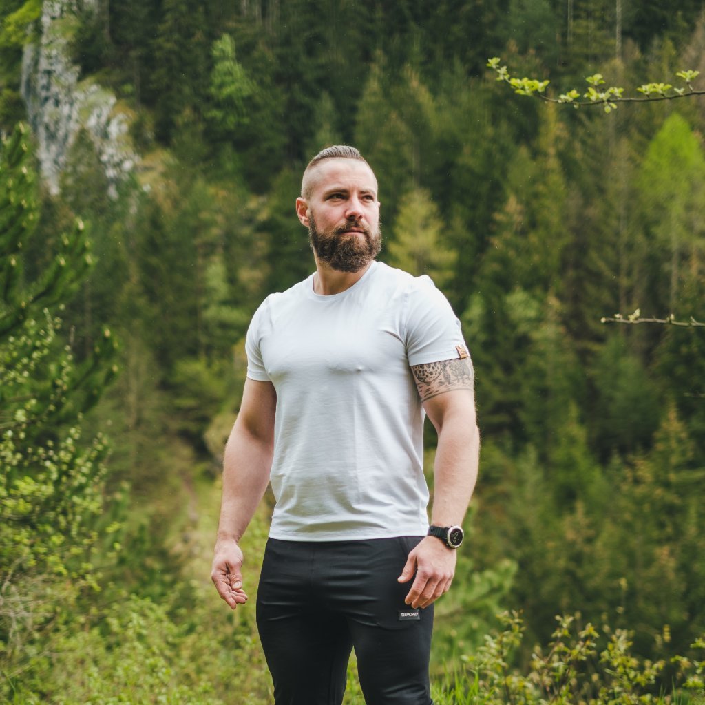 Pánske biele funkčné tričko s krátkym rukávom Veľkosť: L