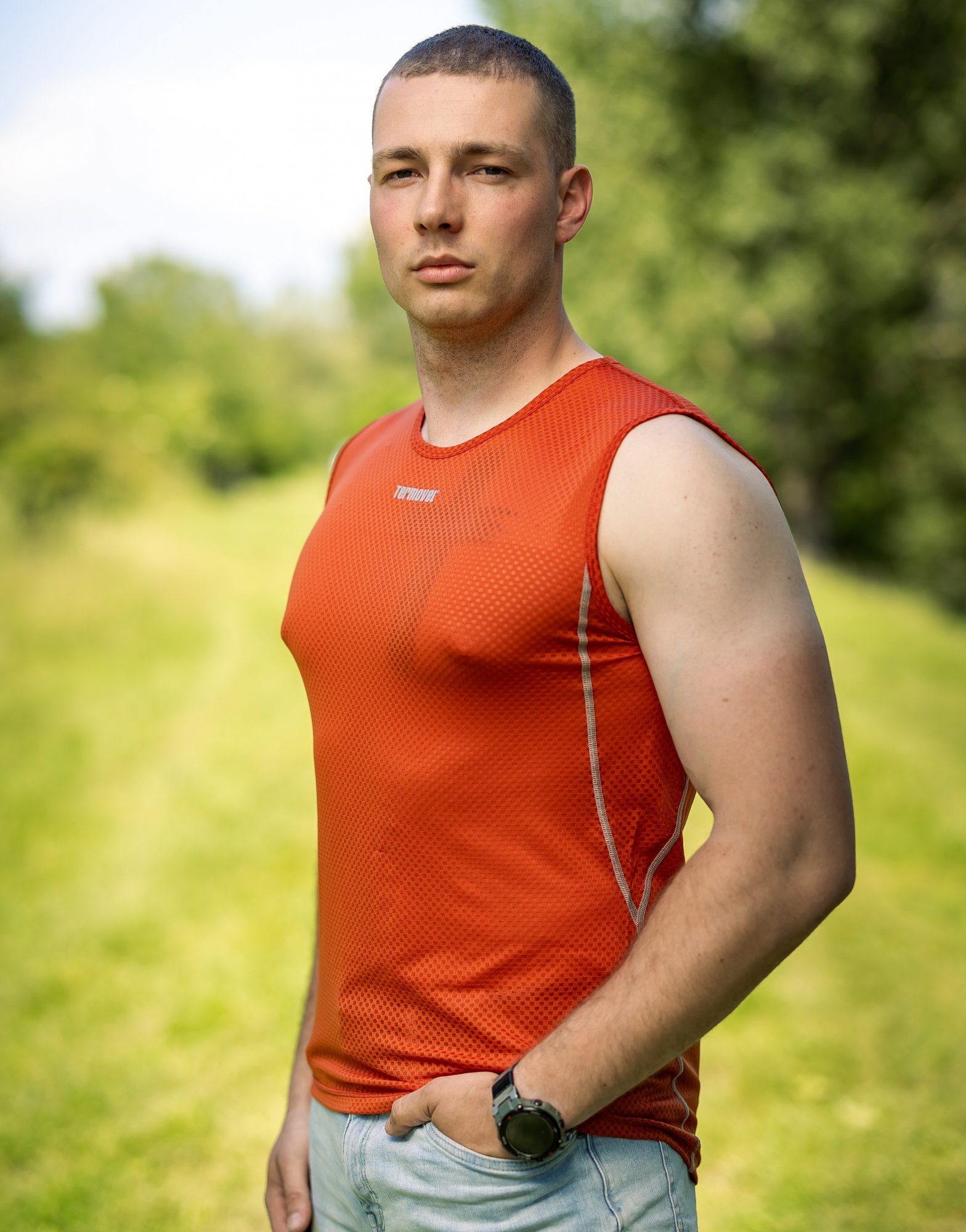 Tehlové pánske tričko QUADRE SCAMPOLO Veľkosť: 2XL