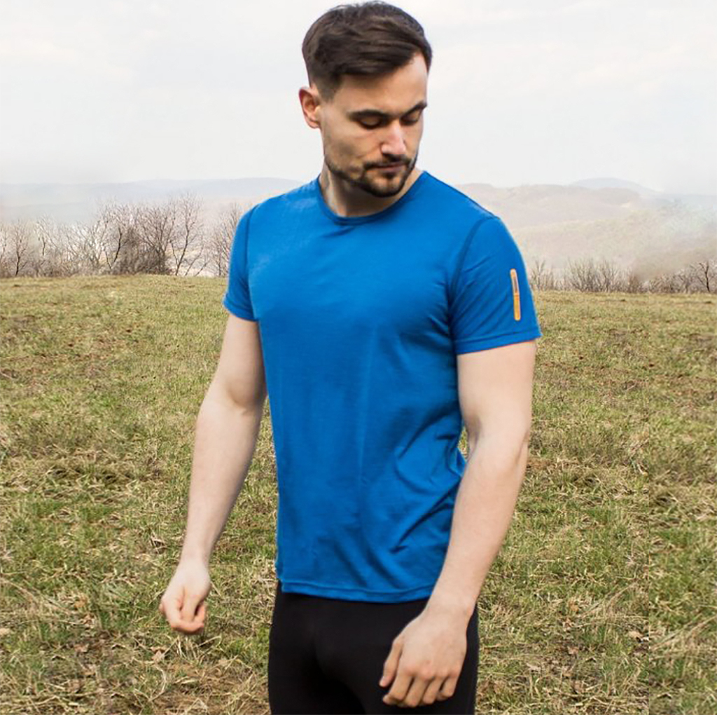 Pánske modré merino tričko Veľkosť: 2XL, Barva: Modrá