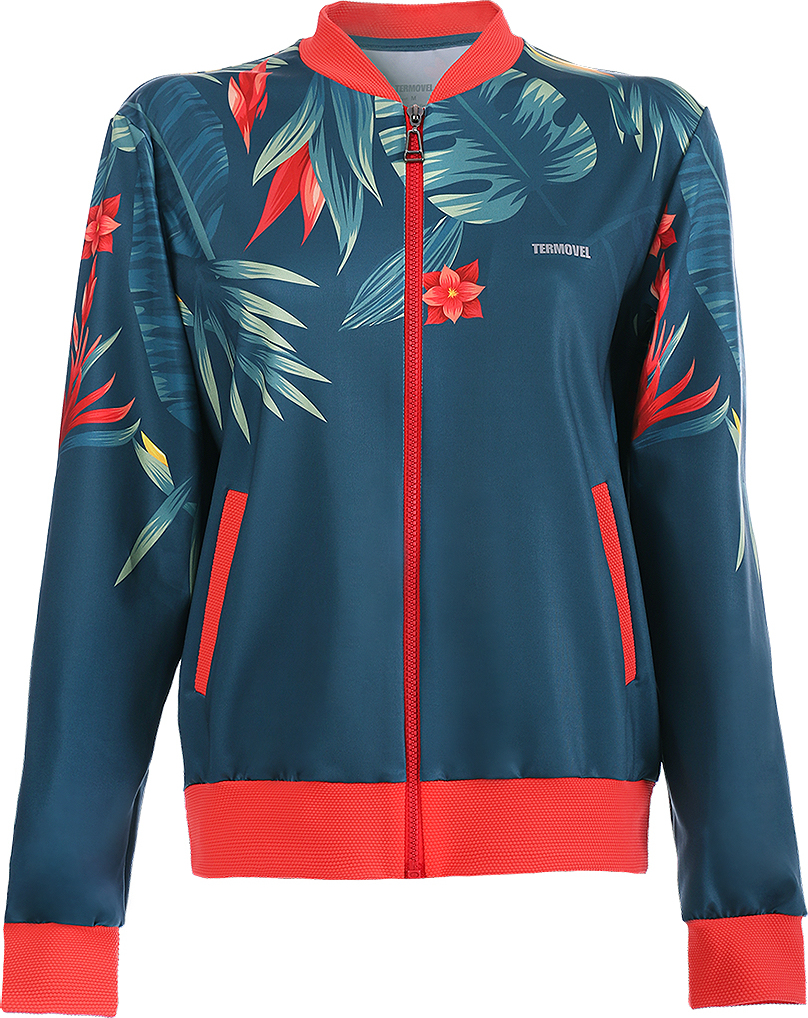 Modro-červená dámska kvetovaná funkčná mikina Veľkosť: 2XL