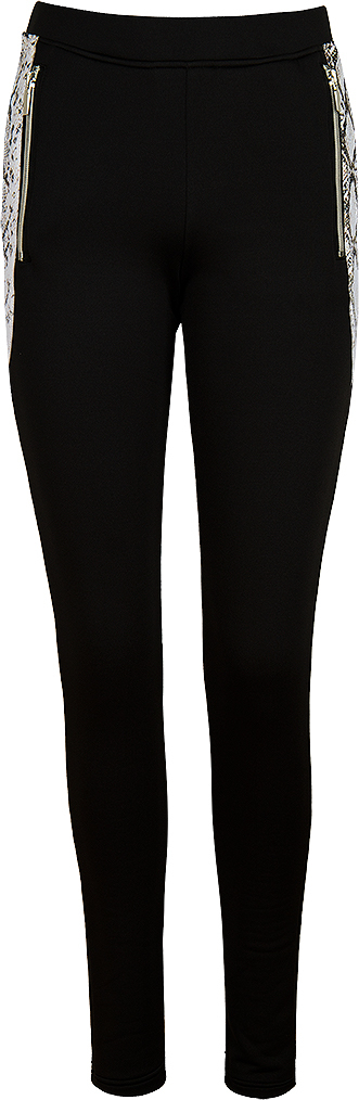 Dámske čierne športové nohavice s potlačou hadej kože na bokoch Veľkosť: M