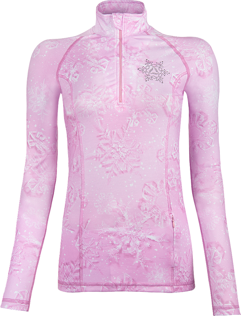 Svetloružový dámsky funkčný rolák s potlačou vločiek Veľkosť: XL