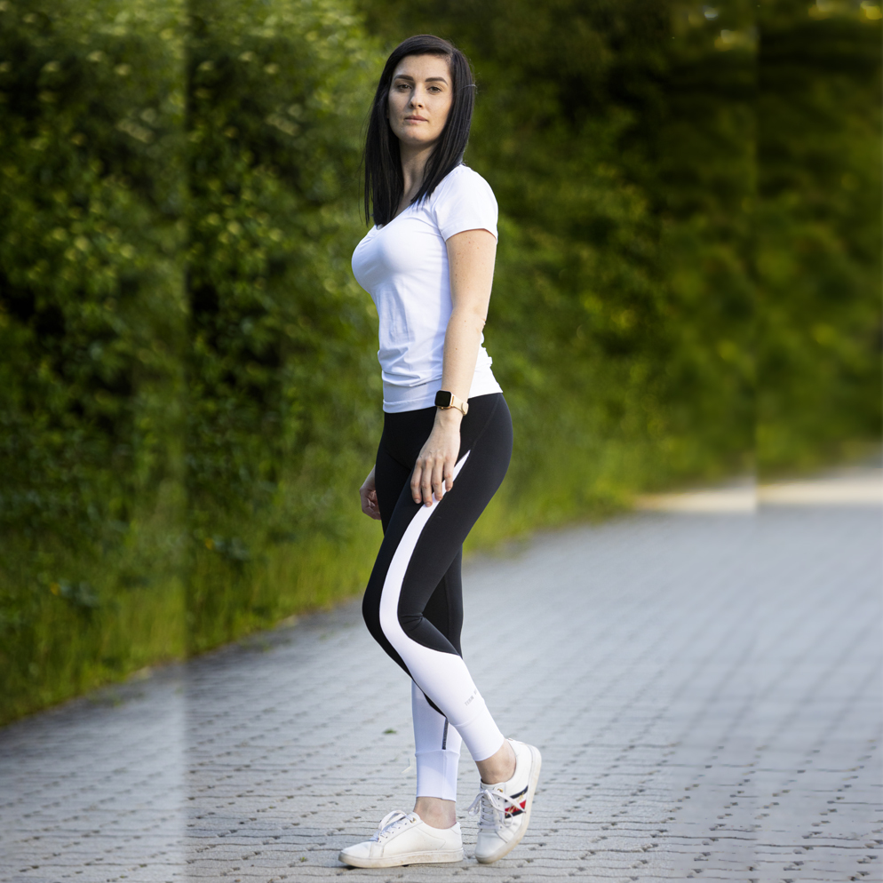 Dámske čierno-biele funkčné legíny Veľkosť: L