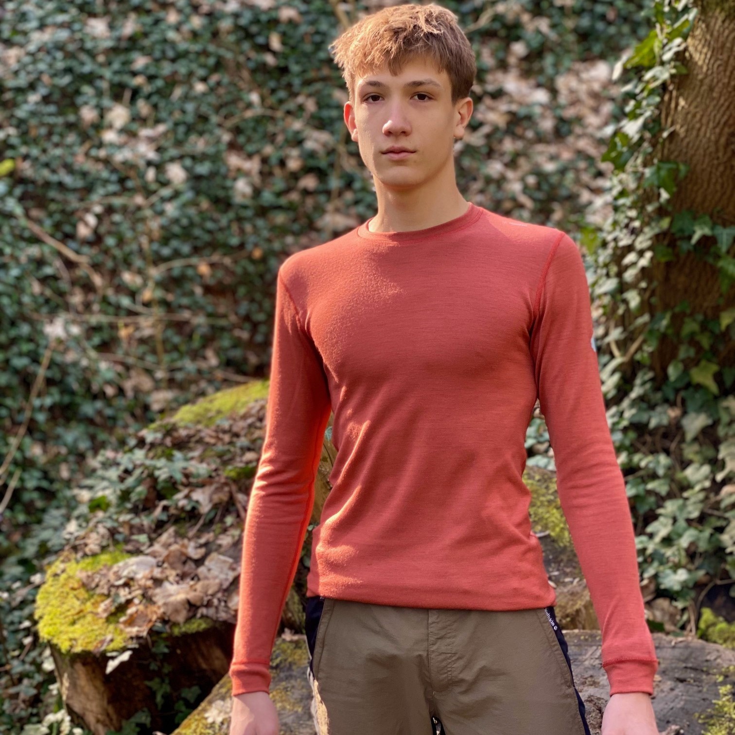 Tehlové pánske funkčné vlnené tričko Veľkosť: XL