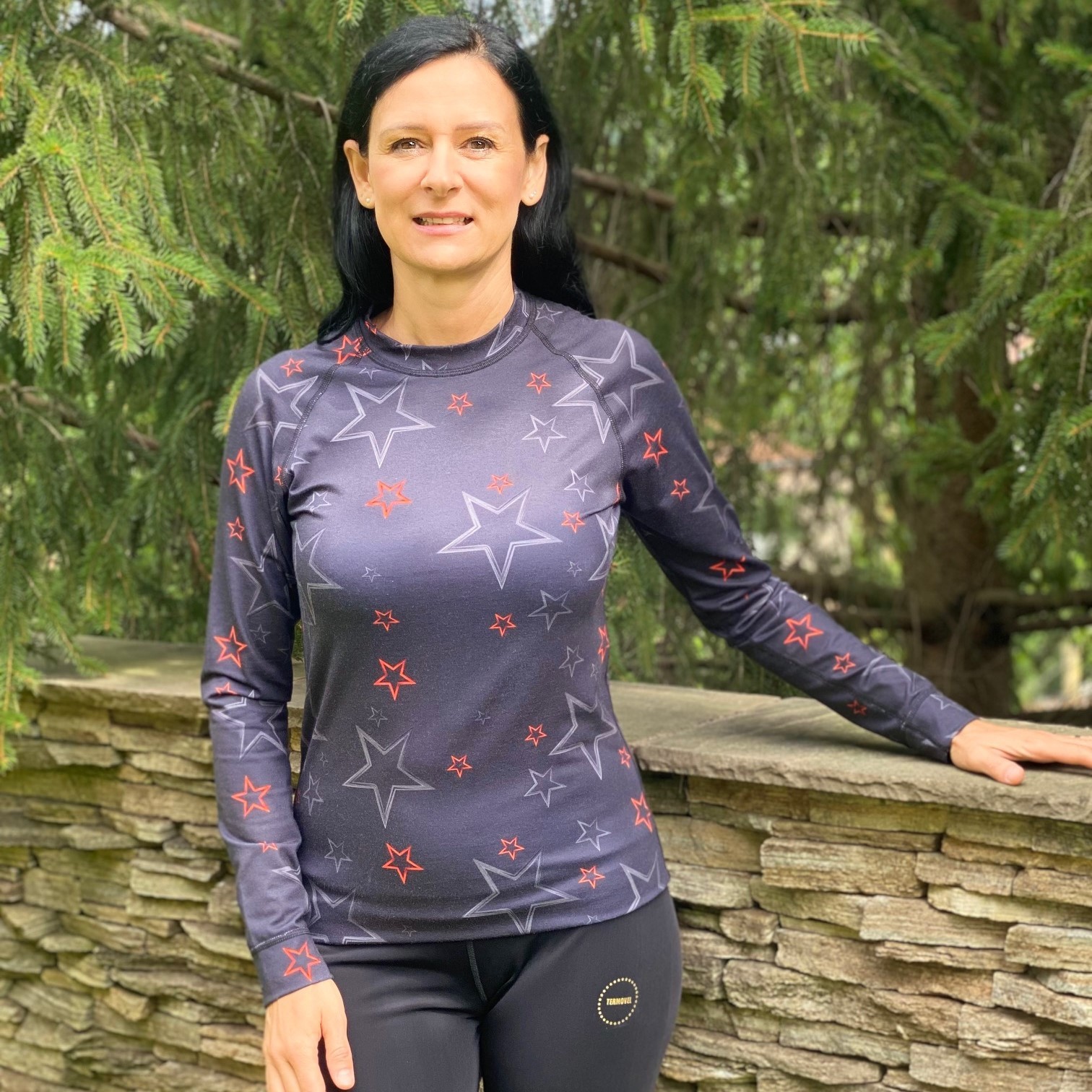 Dámske čierne termo tričko s potlačou Veľkosť: S