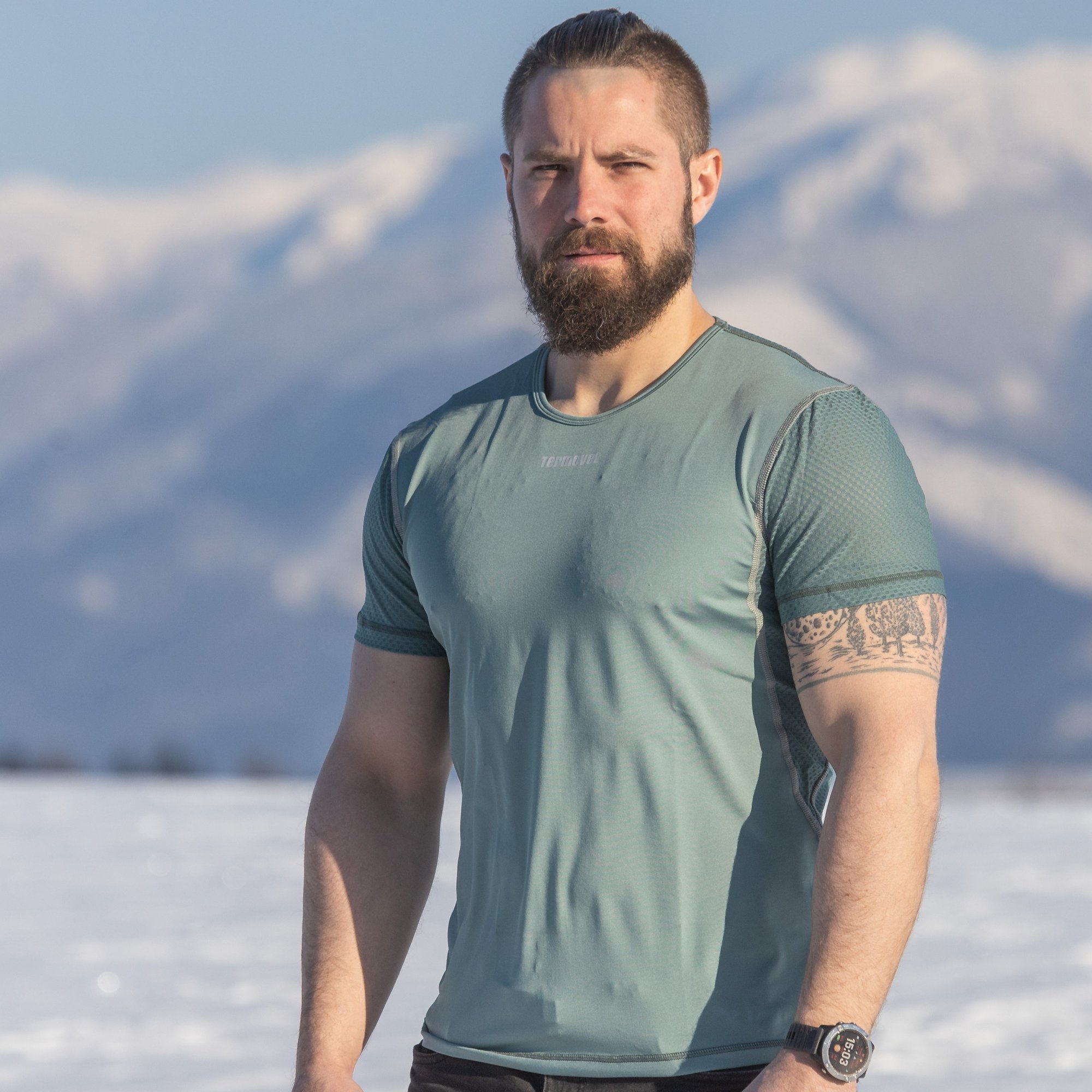 Pánske funkčné zelené tričko s krátkym rukávom Veľkosť: XL