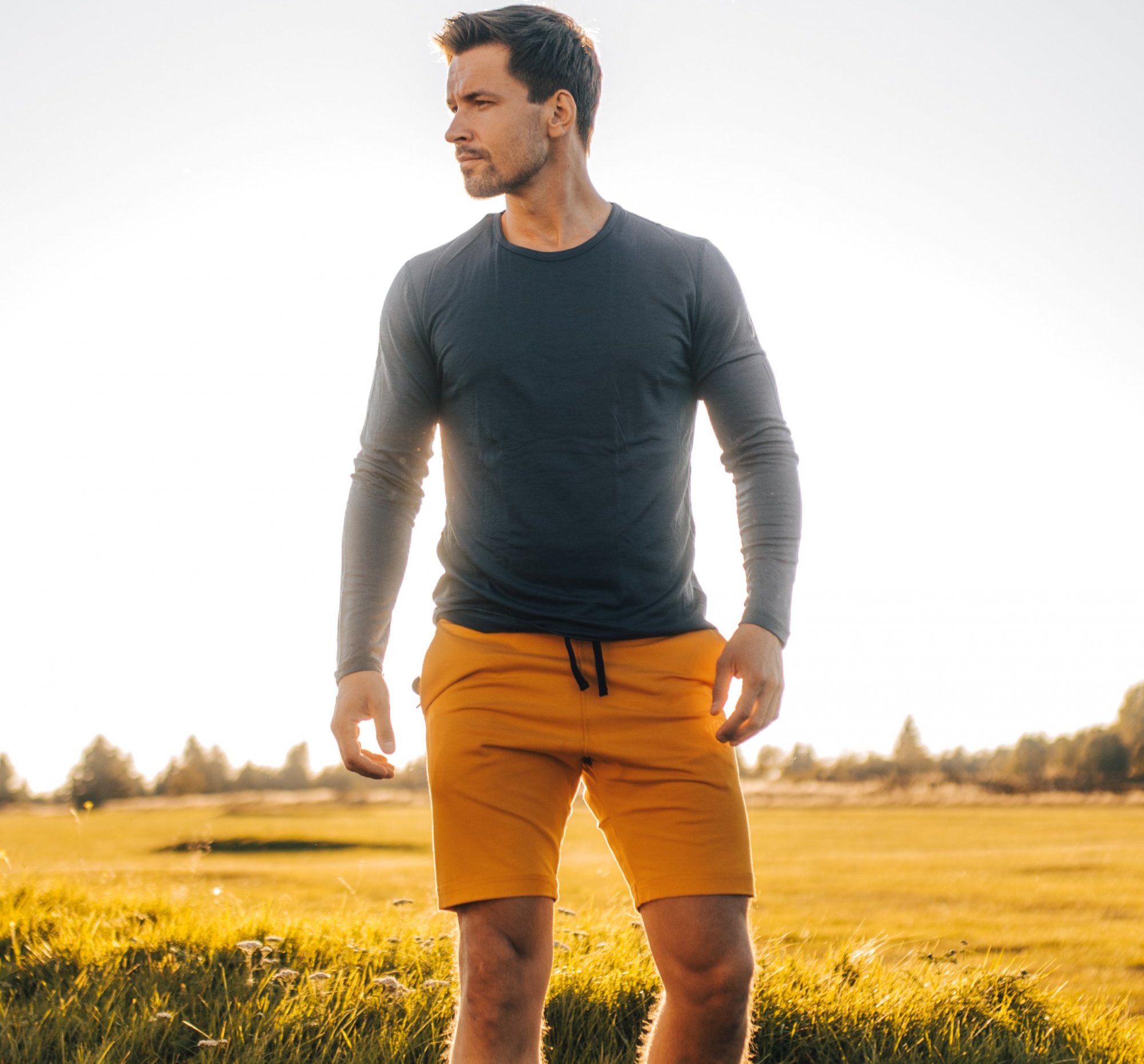 Horčicové pánske športové kraťase Veľkosť: 2XL