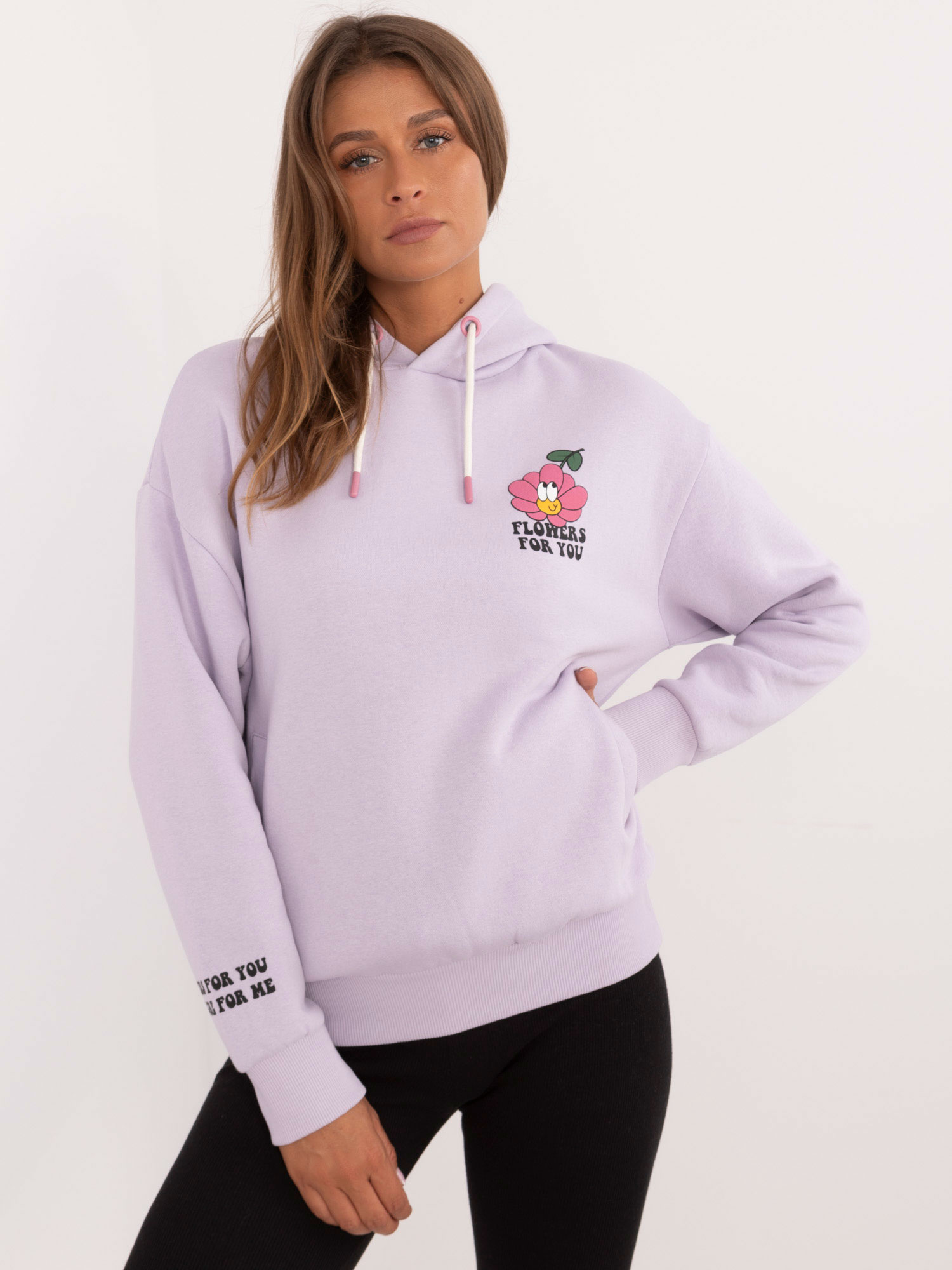 Lila mikina s kapucňou a potlačou D10600T02420I-lila Veľkosť: XL