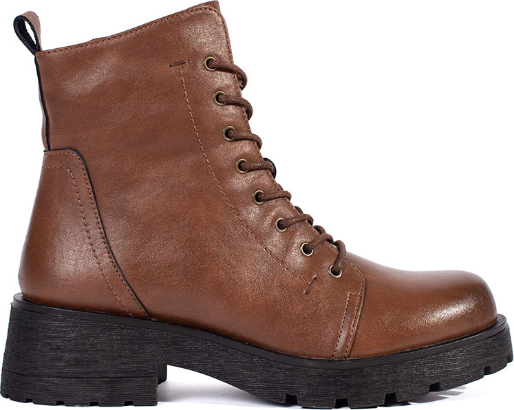 Kožené hnedé členkové topánky na hrubej podrážke Sergio Leone, podpätok 4,5 cm TR704-S-BR Veľkosť: 36