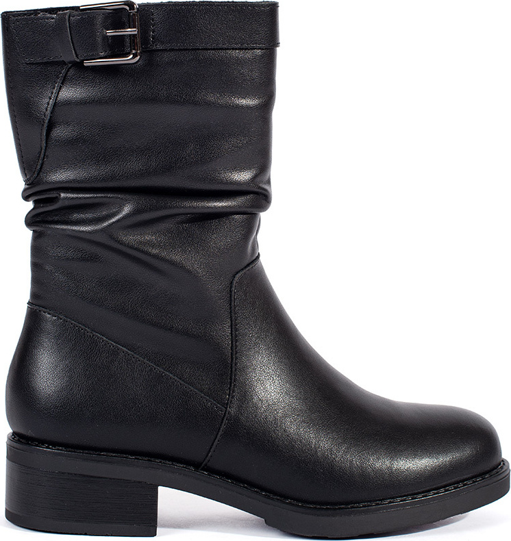 Čierne kožené dámske zateplené členkové topánky, podpätok 4 cm BT288-S-B Veľkosť: 36