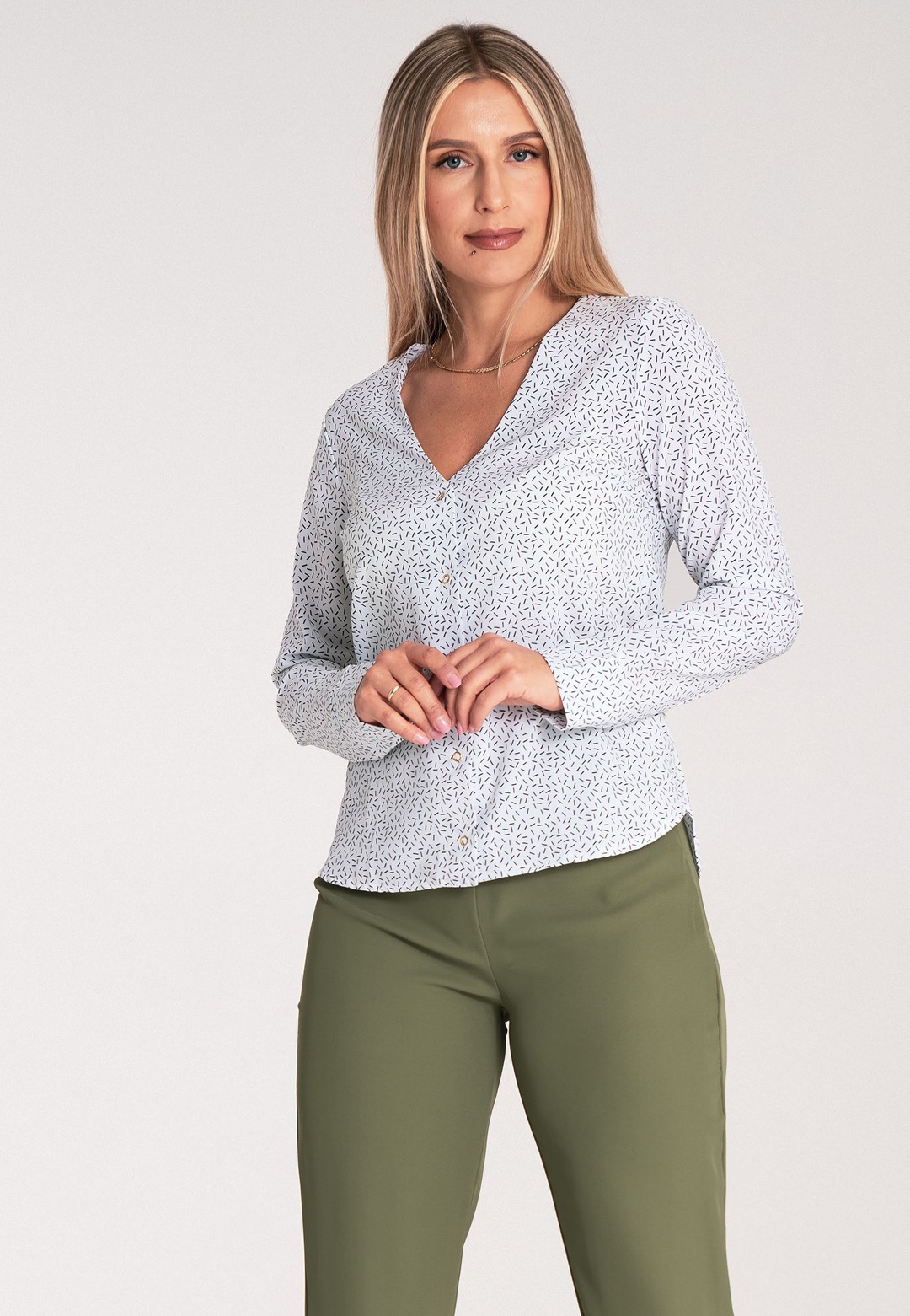 Dámska vzorovaná blúzka s jemnými čiarkami M1047 Pattern 28 Veľkosť: XL