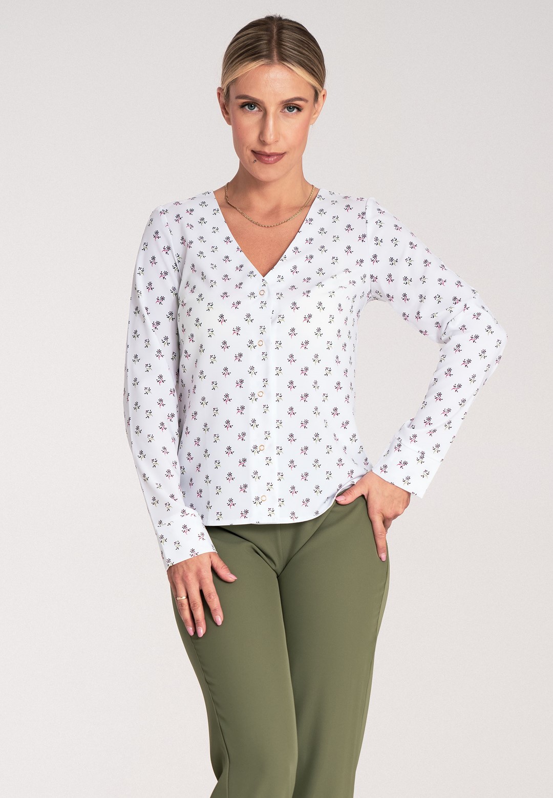 Dámska vzorovaná blúzka s kvetinkami M1047 Pattern 26 Veľkosť: XL