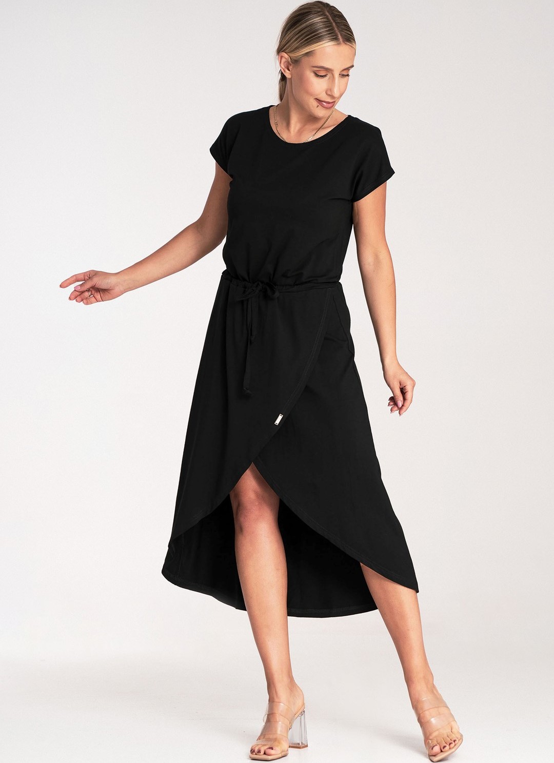 Dámske čierne ležérne viskózové šaty M1041 Black Veľkosť: S