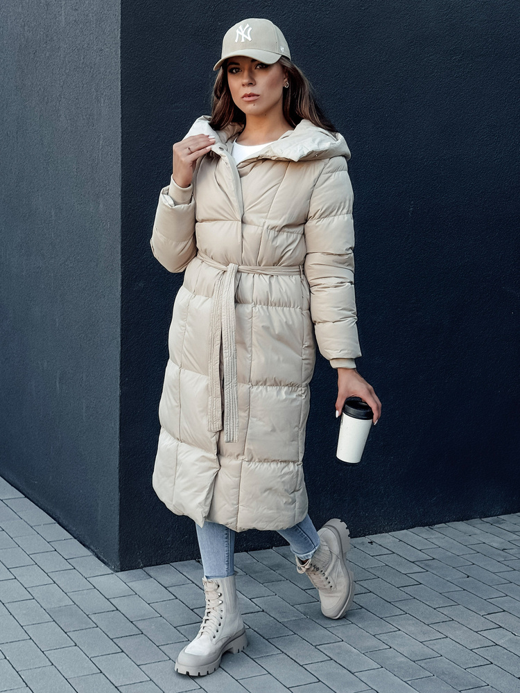 Dámska smotanová dlhá prešívaná bunda CLOUTIQUE TY4372 Veľkosť: L